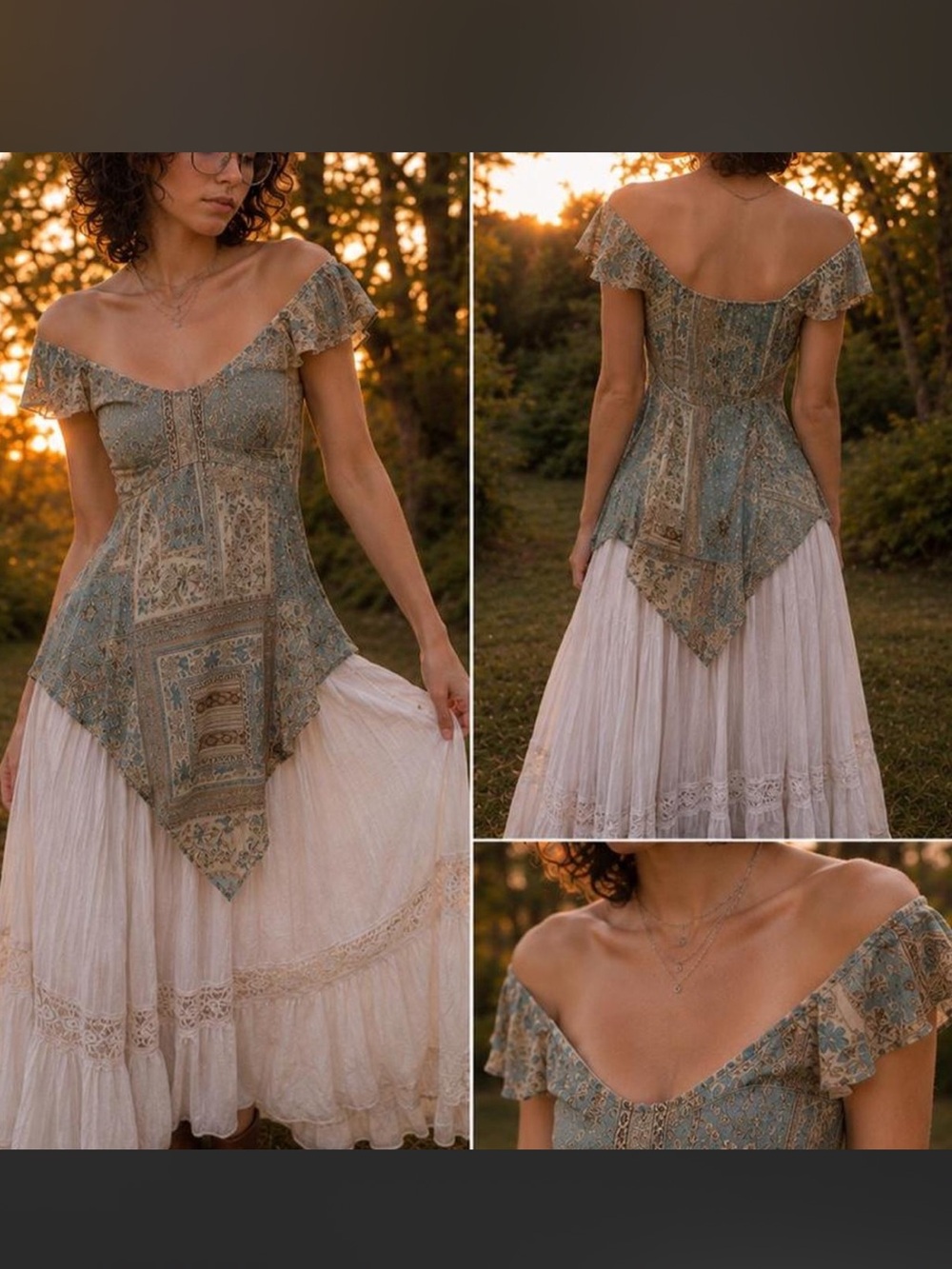 Vintage B. Moss Handkerchief Hem Fairycore Boho Top | Y2K Cottagecore Romantic